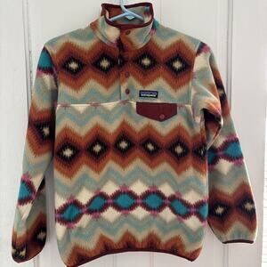 Vtg Patagonia Synchilla XXS Snap-T Pullover Fleece Timber Twist Aztec Print Snap
